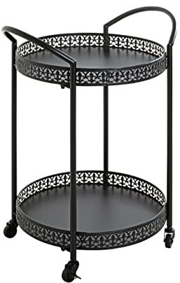 HAKU Möbel Servierwagen schwarz, Metall - Maße: B 51 cm x H 71 cm x T 42 cm, Style: Art Deco