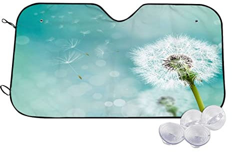 MEMOPJIAJIA Auto Frontscheibe Sonnenschutz für Windschutzscheibe Frontscheibenabdeckung mit Motiv Löwenzahn-Muster Autoscheibenabdeckung Sommer Innen 130x70 cm