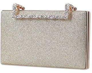CORIOS Clutch Damen Glitzer Abendtasche Funkelnd Schultertasche Hochzeit Brautbörse Handtasche Glänzend Umhängetasche Cocktail Party Abschlussball Tasche für Frauen Helles Gold