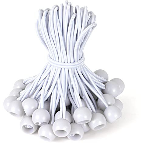 Akicderu Spanngummis mit Kugel 15cm, Gummispanner mit Kugel 50 Stück, Planenspanner mit Kugel Zeltgummis Expanderschlingen Gummischlaufen für Planen Zelt Banner Netz Pavillions (Weiss 15cm, 50)