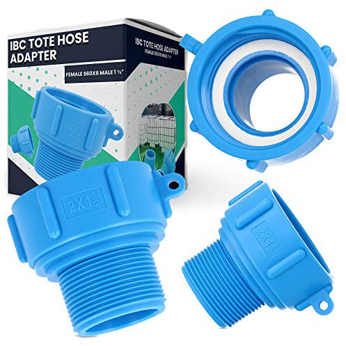 IBC Container Tank Verbinder Adapter Deckel Ø 11/2 Zoll Außengewinde S60x6 IG Grobgewinde Blau Kunststoff Tankdeckel | Anschluss Zubehör Für Tank- & Wasserbehälter Regentonnen Regenwassertank