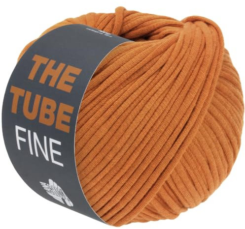 LANA GROSSA The Tube Fine | Dünnes, gefülltes Baumwollschlauchbändchen - ideal für Dekoartikel & Taschen | Handstrickgarn aus Baumwolle & Polyamid | 100g Wolle zum Stricken & Häkeln | 140m Garn FB106