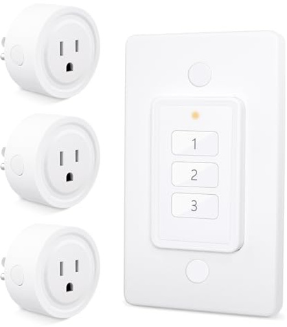 LoraTap 656ft Wireless Wall-Switch: Remote Control Outlet 3 Pack — Lights & Small Appliances — No Wiring —1 Remote for 3 Plugs