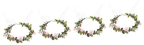 ibasenice 4 Stück Stirnband Künstlicher Eukalyptusbaum Damen-Haarschmuck Hochzeit Eukalyptus-Blumenkrone Kranz Hawaiianisches Boho-Dekor Exquisite Blumenkrone Rosa Babybeflockung