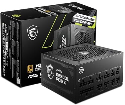 MSI MAG A850GL PCIE 5 & ATX 3.0 Gaming-Netzteil – voll modular – 80 Plus Gold Zertifiziert 850 W – kompakte Größe – ATX-Netzteil