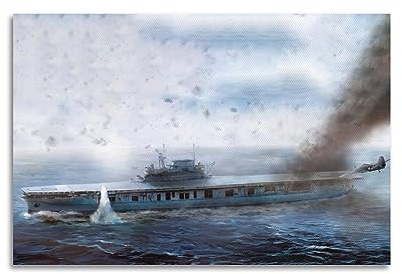 WARL Vintage Battleship Poster USS Enterprise (CV-6) Yorktown-Klasse Carrier Dekorative Malerei Leinwand Kunst Bild 30 x 45 cm