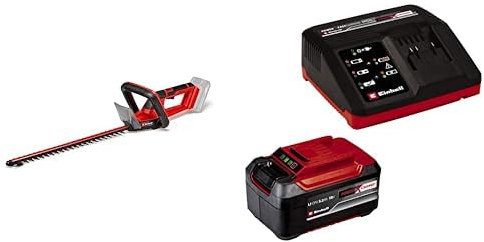 Einhell Taille-haies sans fil GC-CH 18/50 Li-Solo Power X-Change (Li-Ion, 18 V, engrenage métallique, protège-lame en aluminium, vendu avec fourreau) avec Chargeur et Batterie 5,2Ah