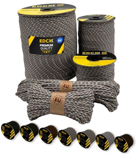 EdcX Paracord 550 4mm, 35+ Solid Colors (10m, 15m, 30m, 50m, 100m, 300m) | Scorpion, 15 m – 100% Nylon Rope 4mm, Type III 7 strand | Survival, Camping, Bushcraft, Crafts | Made in EU