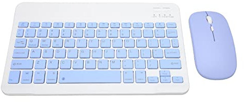 ciciglow Wireless Keyboard Mouse Set 10in Computer Keyboards Mouse Combo for Tablet Mobile Phone (Blue)