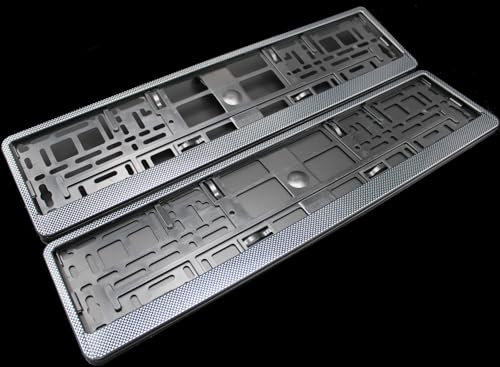 Pair Of Number Plate Holders - Carbon, Chrome - CAR, TRUCK, VAN, TRAILER (Carbon Effect)