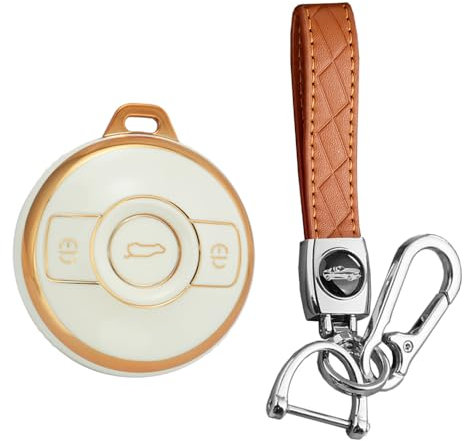 KUNIO Schlüsselhülle Passt für Mercedes Benz SMART Fortwo 1 Brabus 1 Benz SMART 2022 2023 Schutz TPU Autoschlüssel Hülle Schlüsselcover Schlüsselanhänger 3 Tasten A Weiß