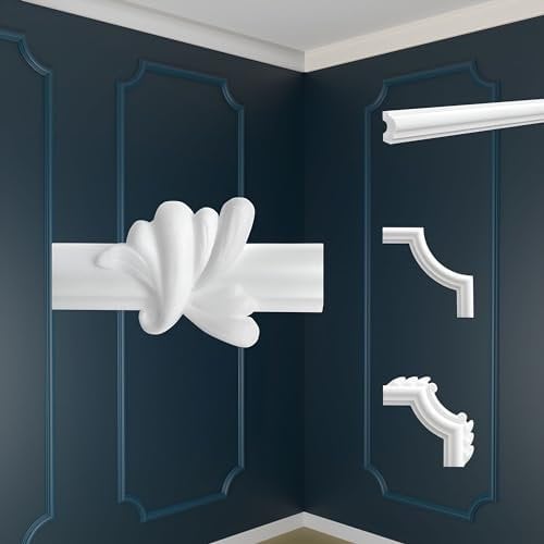 MARBET DESIGN Wandvertäfelung Styropor weiß - Segmentierte Wanddekoration EPS Stuck Dekor Kunststoff - Zierleiste Wandvertäfelung Flachleiste Wandprofile Wanddeko (LE-19-01 160x85 mm, 4 Stück)