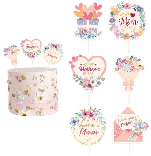 UNIIDECO Cupcake-Topper Happy Mother's Day, 12 Stück