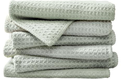 EURSPEUNG Toalla Microfibra, Trapos Cocina, Multiusos para Lavavajillas, Paños de Limpieza de Ventanas, Paños de Cocina, Toalla Secado Coche, Verde, 6 Unidades Verde, Tamaño 30x30CM