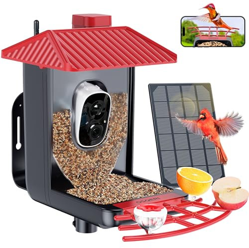 Osoeri Bird Feeder with Camera, Smart AI Identify Bird Feeder Camera Wireless Outdoor, Auto Capture Bird Videos & Motion Detection, with DIY Add-ons & Hummingbird Feeder, for Bird Lovers