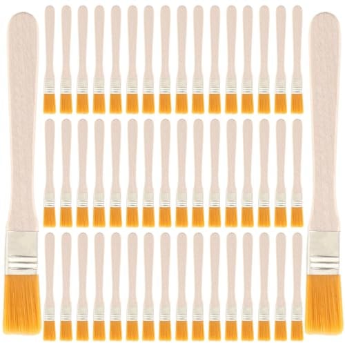 TOKSEO 50 pinceles para barniz, juego de pinceles, pinceles planos, pinceles, pinceles de pintor, compactos y moderados, adecuados para manualidades, pintura artística, dibujo, pintura de pared,