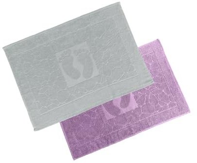 OG-ER Badvorleger Set 2 Teilig, Frottee Duschvorleger, Waschbar Duschmatte & Badteppich, 600 g/m² &100% Baumwolle, Saugfähig & Schnelltrocknend, 50 x 70 Ant/Lila