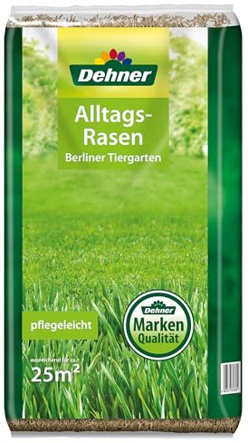 Dehner Rasen Saatgut, Alltags-Rasen Berliner Tiergarten, Mischsaatgut pflegeleicht, Neusaat, 750 g, für ca. 25 qm