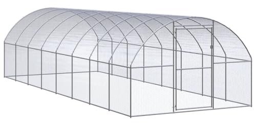 Willood Outdoor-Hühnerstall Verzinkter Stahl ohne Dach 3 x 8 x 2 m freilaufgehege Outdoor Kaninchen Katzen Chicken