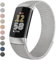 Zoye Metal Strap Compatible with Fitbit Charge 6 Strap for Women Men, Adjustable Stainless Steel Mesh Loop Replacement band with Magnetic clasp for Fitbit Charge 6 (Siliver)