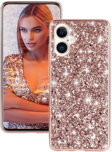 Handyhülle für iPhone 16 Hülle Glitzer Bling Sparkle Hülle für iPhone 16 Case Cover Original Ultra Dünne Leichte Ganzkörper Stoßfest Anti-Kratzer Silikon Schutzhülle für iPhone 16 5G Hülle (Roségold)