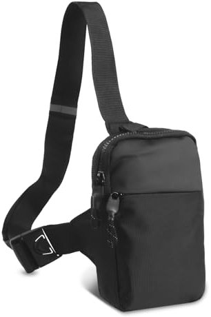 Schwarz Cross Body Chest Bag, Nylon Brusttasche Sling Bag, Anti Diebstahl Brusttasche Damen, Wasserdicht Schultertasche, Brusttasche Herren Klein, Umhängetasche für Männer Workout Wandern Radfahren