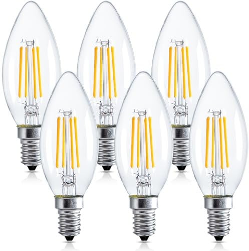 Nottac E14 LED Candle Light Bulbs, Non-Dimmable Small Screw Light Bulb, 4W (40W Equivalent) SES Lightbulb 2700K 470 Lumens, Edison Bulb Warm White for Lamp Light Bulb Replacement, 6 Pack