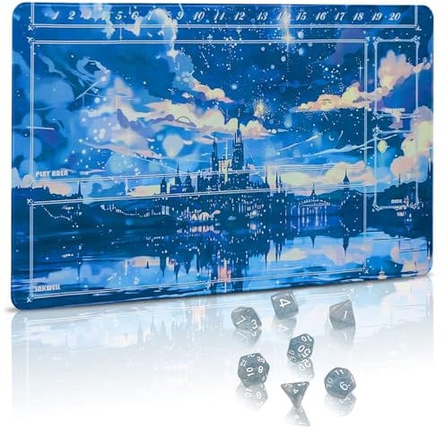 MTG Playmat, TCG Playmat, Magic The Gathering Playmat, Lorcana Playmat, Card Playmat Game Night Essential,Includes Storage Tube and 7 Dice,Waterproof and Non-Slip Gaming Mat