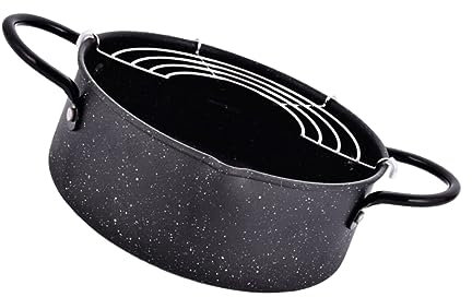 friggitrice con filtro padella padelle pan Pentola per frittura Pentola per friggere con manici touch cool pentola frittura mini pentola per friggere friggitrice in ferro Black PRETYZOOM
