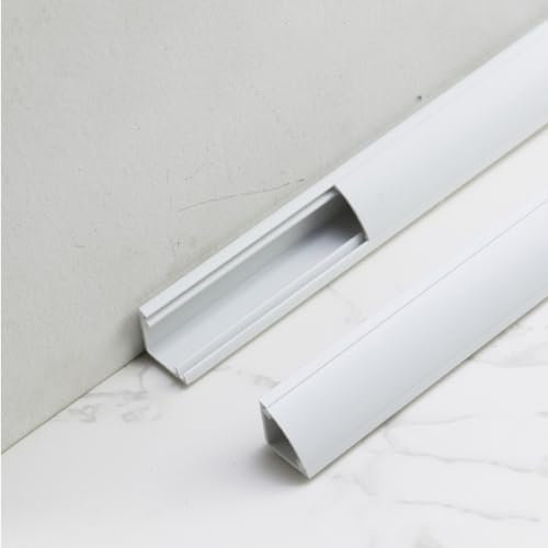 canalina passacavi Spegnicavi angolare/Tracciacavi, canalina copricavi autoadesiva per battiscopa a parete, soffitto, canaletta per cavi in ​​moquette per pavimento in PVC per la casa(White,20x20mm(7/