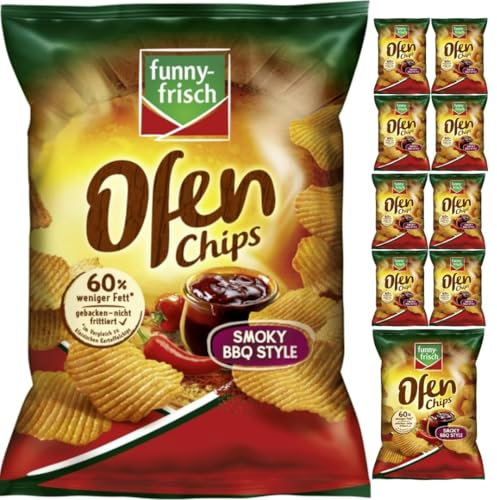 Funny-frisch Ofen Chips Smoky BBQ Style Chips Cracker 125 gramm x 10 Stück mit Pufai