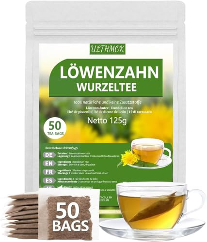 Thé à pissenlit | Racine de pissenlit | Dandelion Root Tea 50 sachets de thé, 100 % naturel et sans additifs
