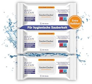 SauberZauber Premium Allzwecktücher 3 x 100 Stück | Feuchte Oberflächen-Reinigungstücher in wiederverschließbarer Verpackung | Feuchttücher für Haushalt | Putztücher für saubere Oberflächen