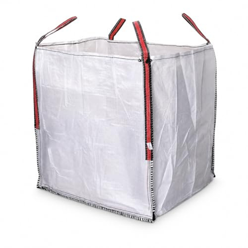 Vegara Stone Saco Big Bag 90x90x90 cm para Escombros y Jardinería, Saca de Polipropileno con Asas, Carga hasta 1000 kg, Bolsa Reutilizable para Obra, Arena, Tierra, Grava, Leña y Residuos, Pack 5 Uds