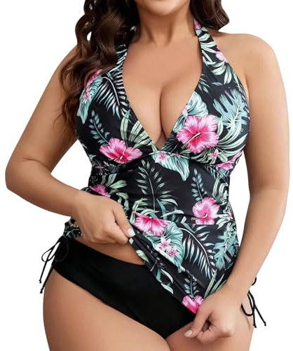 TYUIOP Damen Bikini Set Damen Bikini Set Crossover Bustier High Waist Bikini Bademode Elegant Zweiteiliger Badeanzug Swimsuit Bikini Oberteil Tankini Damen Große Größen