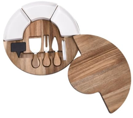 SiaBiced Ensemble de Planches à Fromage, Rondes, Plateau à Apéritif et à Fromage, En Bois pour Fête, Maison, Anniversaire