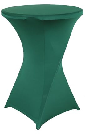 2er Set Stretch Stehtisch Hussen, 60cm Waschbar Stehtischhusse, Stretch Stehtischüberzug, rutschfest Verstärkung Fußbereich Husse für Stehtische Bistrotisch Bartisch Hochzeit Gartenparty,Dunkelgrün