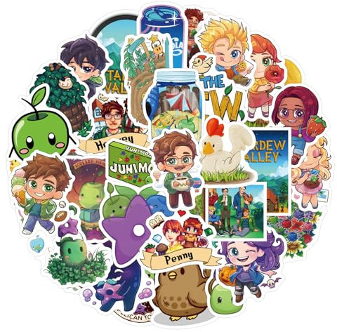 Stardew Valley Aufkleber, 50PCS Cool Game Stickers, wasserfeste Vinyl Aufkleber für Laptop Telefon Skateboard, Kind und Teens