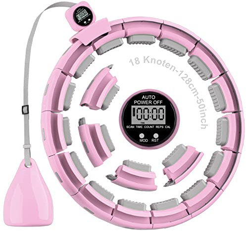 Sonkoloro Smart Hoop Reifen Erwachsene und Anfänger, Hullahub Reifen zum Abnehmen,Smart Hoop Leise Fitness Hoop mit Gewicht, Zähler und Noppen (Rosa)