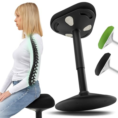 SMART-Sitzen: Bürohocker | Hocker | Sitzhocker ergonomisch mit Schwingeffekt | Ergonomischer Hocker höhenverstellbar | Stehhocker [rutschfest] | Drehhocker für Homeoffice (Schwarz) (Schwarz Komplett)