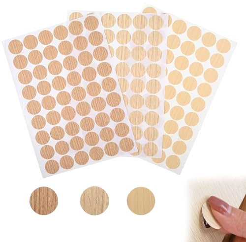 162 Pcs Screw Hole Stickers, Furniture Screw Hole Stickers, Self-Adhesive Cover Caps Wood Texture, 21mm Drill Holes Caps Waterproof Protecting Stickerss, for Wardrobe Cabinets, Furniture Decoration