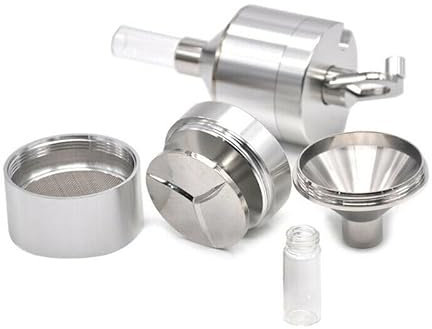 Powder Herb Grinder Hand Mill Funnel with Snuff Glass Bottle for Powder Herb Spices Tea Flower (44 - MM)