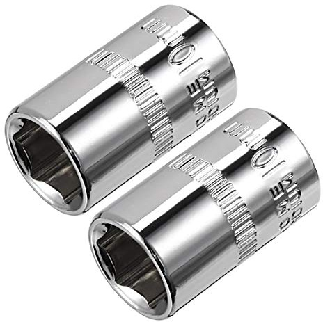 TA-VIGOR 2Pcs 1/4-Inch Drive 10mm 6-Point Shallow Socket, Metric, Cr-V Drive Socket for Auto Repairing and Household