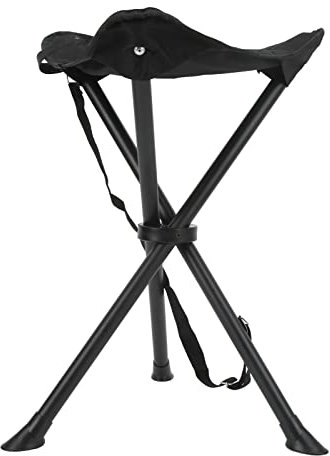 Silla de Viaje, 200 Kg de Carga de la Silla Trípode de Trípode Taburete Plegable de Trípode para Camping al aire libre a pie de caza de caza de viaje (BLACK)