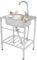 Fregadero de cocina de acero inoxidable con grifo caliente y frío para laboratorios, cafeterías, bares, tiendas, 60 x 45 x 15 cm
