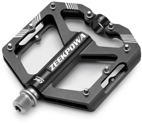 Zeekpowa Mountainbike-Pedale, flach, Rennrad, flache Pedale, 16 abnehmbare Anti-Rutsch-Nägel, 9/16 Zoll, Chromo-Spindel, abgedichtete Lager, ultra-CNC-Aluminium-Pedale, rutschfest, breite Plattform