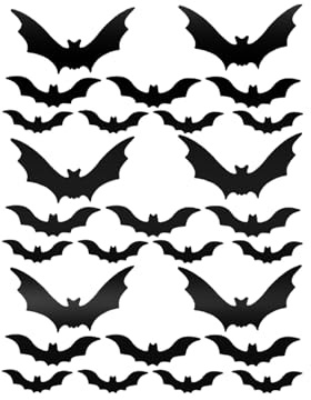 30 Stück Horror Fledermaus Vinyl Auto Aufkleber Winzige Fledermäuse Halloween Auto Karosserie Aufkleber DIY Laptop Wand Heimdekoration (schwarz)