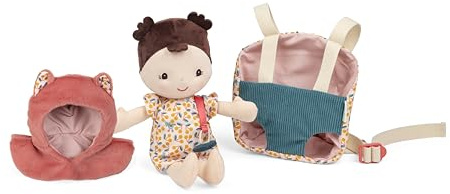 LILLIPUTIENS, Jeanne, Poupée avec Porte-Bébé et Accessoires, Dès 18 Mois | Porte-Bébé À Porter sur les Épaules, Capeline et Vêtement Amovible avec Tétine Aimantée