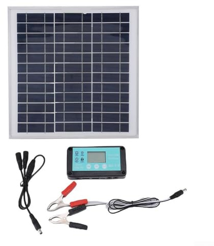 Kit de panel solar de 200 W, IP67 12 V, kit solar de doble panel con controlador de 10 A y múltiples puertos de salida, para autocaravana, cobertizos, caravana (1 unidad)