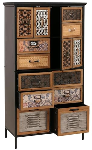 Mendler Apothekerkommode HWC-O80 Vintage Shabby-Look, Natur/bunt | Schrank, Highboard, 136x73x35cm, Schubladen, Metalloptik